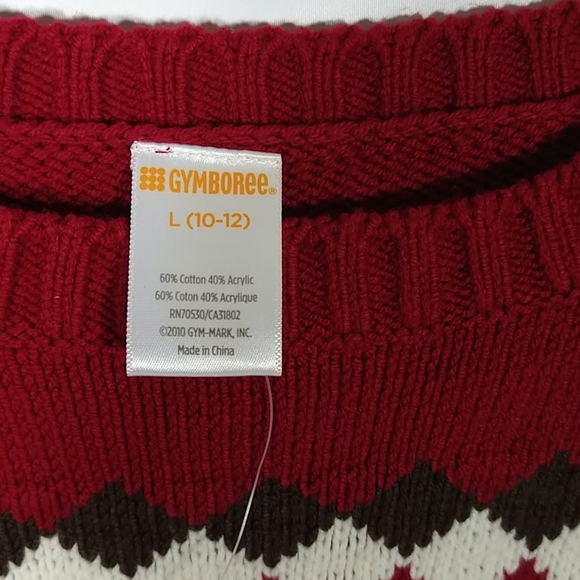 Boys Gymboree Sweater Size 10-12 Maroon Nordic Top - Picture 5 of 8